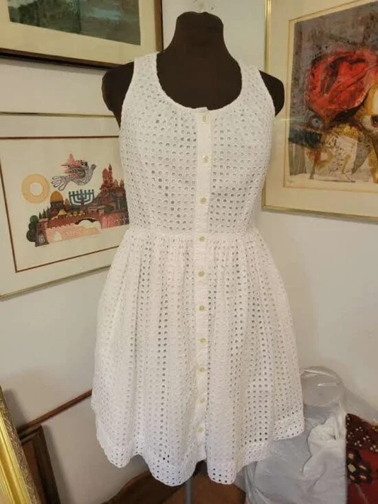 Broome Street By Kate Spade Summer Eyelet Cotton Dress Size Small - Picture 2 of 6